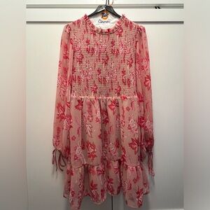 Pink Floral Paisley long sleeve Dress